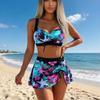 2026 Europäischer Stil Damen Neckholder Rückenfrei Schlankmachend Print Dreiteiliges Set