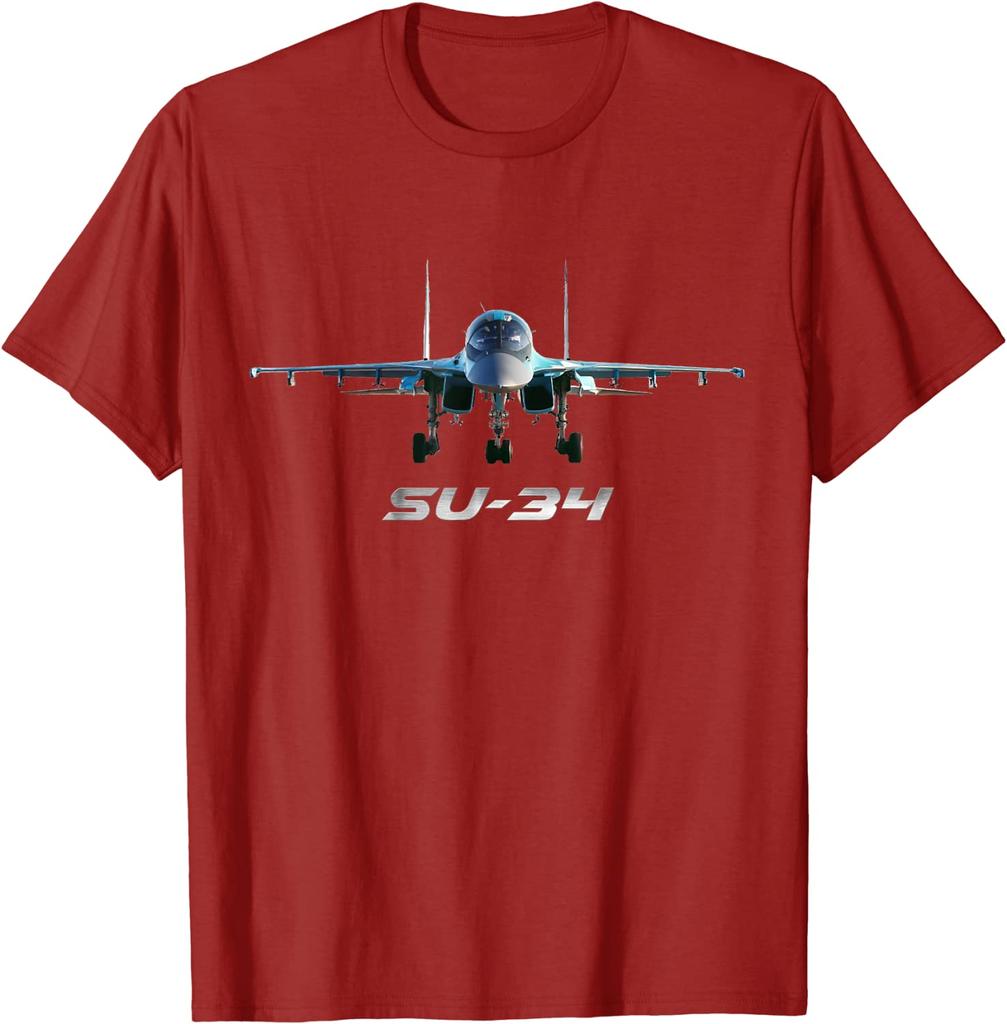 Sukhoi SU34 Russian Fighter Bomber Fighter Men TShirt Short Sleeve Casual 100 Cotton ONeck Summer Shirt