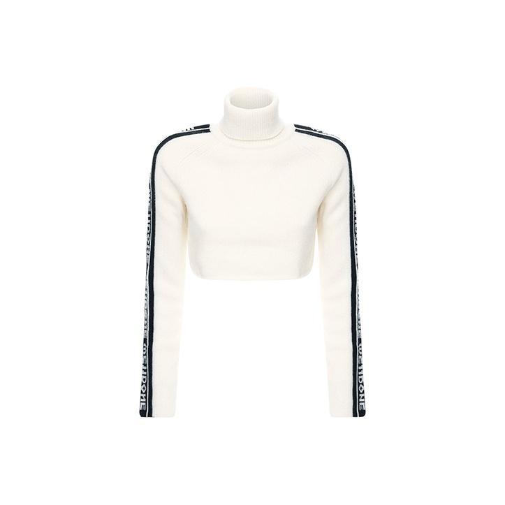 WE11DONE Black Logo Short High Neck Sweater Women Sweater White WD-KO8-20-040-W-BG