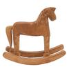 Pine Wooden Rocking Horse Ornament Light Brown Hand Carved Wood Figurine  Bedroom Table Decor