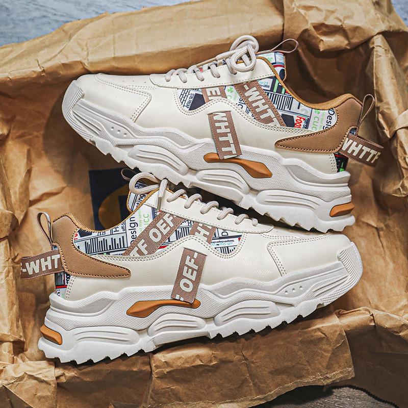 Trendy brand men's shoes new spring and autumn running sports shoes, young and fashionable versatile thick-soled heightening dad trendy shoes