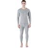 2Pcs/Set Men Warm Suit O-Neck Long Sleeve Tops Elastic Waist Long Pants Set Solid Color Plush Lining Pajamas Set