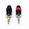Gold-Plated 3.5mm Dual-Channel Three-Core Red/Black Rubber Ring Stereo Headphone Plug