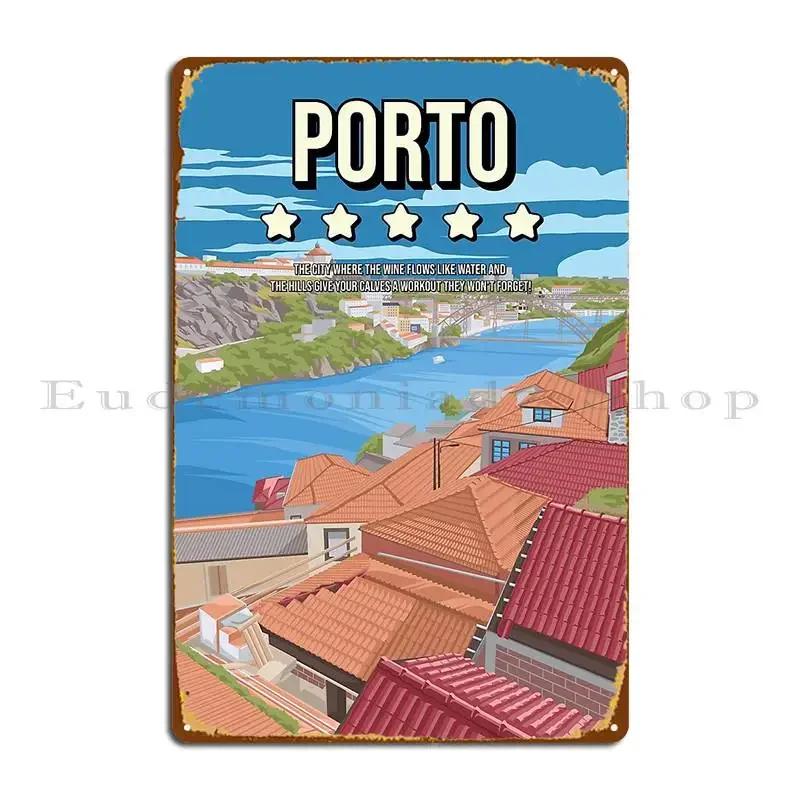 Funny Porto Portugal Star Review Travel Poster Metal Sign Custom Garage Club Party Club Bar Wall Cave Tin Sign Poster 20x30cm(7.8x11.8inch)