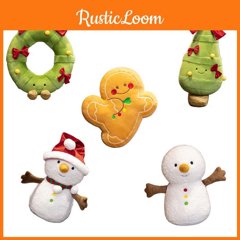 Joyful Christmas Series Plush Toy With Bow Tie Christmas Tree Doll Snowman Pillow
