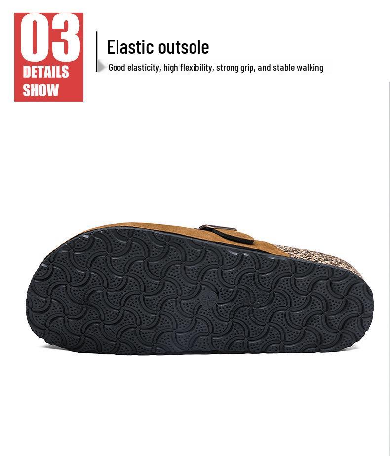 2026 Women's Retro Cowhide Platform Slippers - Half-Open, Soft Sole, Cork Toe Cap, Outdoor Couple's Shoes