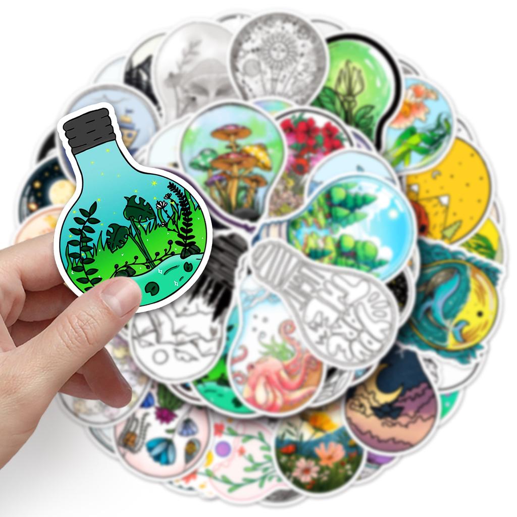 50 Light Bulb World Graffiti Stickers Personalized Creative Decorative Skateboard Suitcase Hand Account Mobile Phone Case Stickers