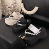 Korean fairy style elegant solid color muffin bottom slippers 2025 new Korean version fashion pearl toe slippers