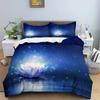 Galaxy Lotus King Size Full Twin Duvet Cover Blue Flower Moon Bedding Set For Teens Adults Bohemian Floral 2/3pcs Quilt Cover