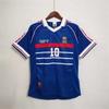 Hurtowa retro koszulka Mistrzostw Świata 1998 Francja Domowa Nr. 10 Zidane'a pamiątkowa koszulka kibica