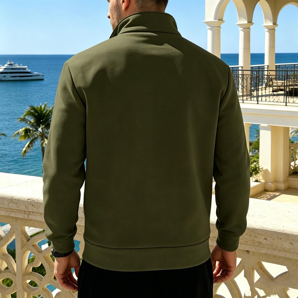 Men's Half Zip Sweatshirt Stand Collar Loose Fit Color Casual Pullover for Spring and Fall