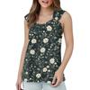 Womens Tank Top V Neck Basic Printed Casual Flowy Sleeveless Deep Side Cut Tops For Women