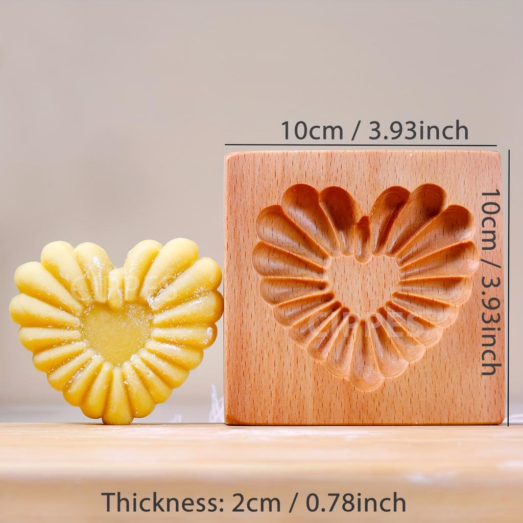 Fondant Cake Decoration Tools Embossed Wooden Cookie Cutter Hand Press Carved Jam Cookie Molds 3D Reusable Biscuit Molds Bakery