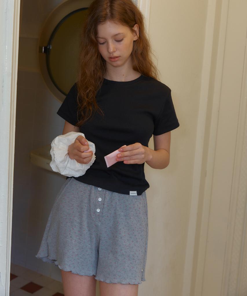 ANOETIC Anc Floral Waffle Shorts_Grey
