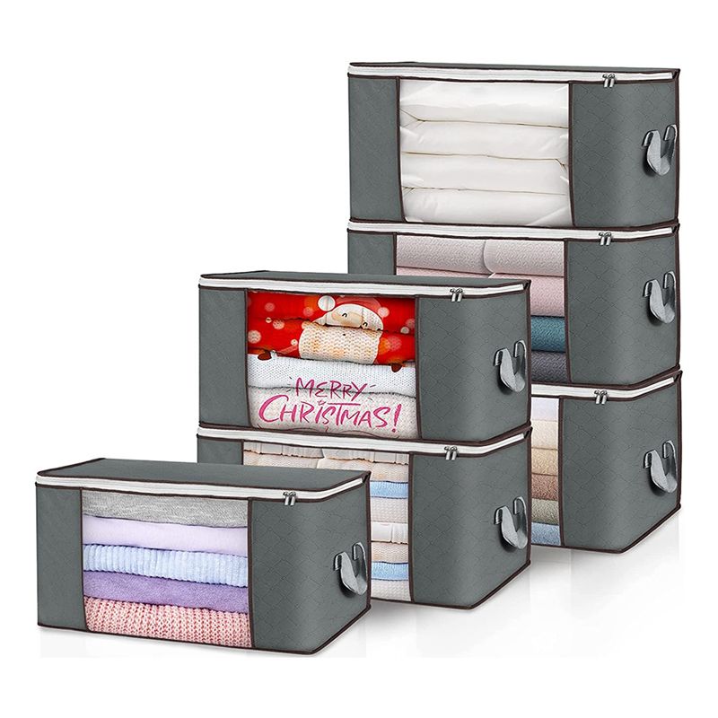 A33R-80L Storage Bags, 6 Pack Clothes Storage Bins Foldable Closet Organizer Storage Containers With Durable Handles