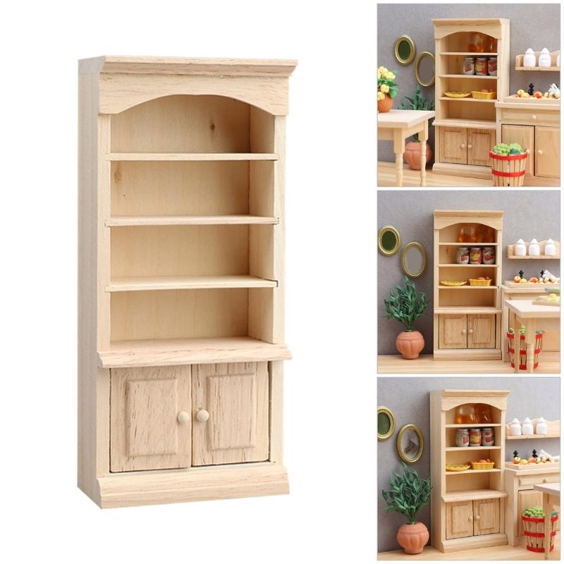 Unpainted Miniature Cabinet 1/12 Scale Doll House Decoration Scene Display Accessories Craft Model Project Furniture