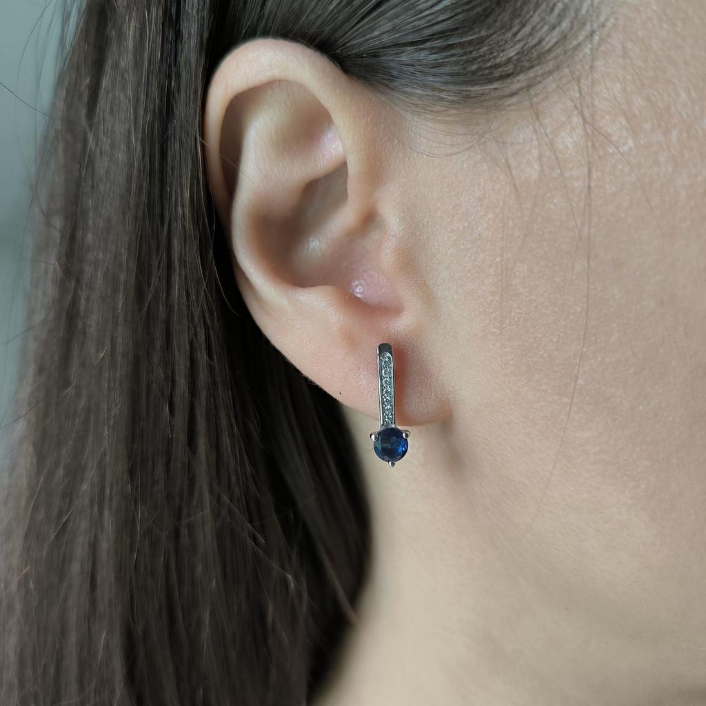 Silver Earrings with Nano Sapphire 2.917ct (2189060)