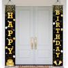 Schwarz und Gold Türvorhang Happy 18th 30th Geburtstag Party Dekorationen für Zuhause Polyester Hängebanner Geburtstagsparty Zubehör