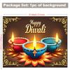 2D Diwali Party Backdrop Colorful Diya Lamps & Lotus Petals Celebration Background