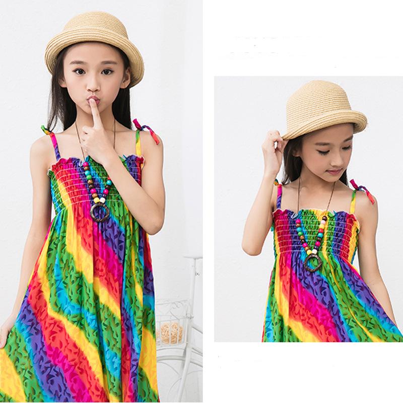 Rochie de vară cu flori pentru fete, cu bretele, volane, stil boem, rochii de prințesă de plajă pentru îmbrăcăminte fete 2 6 8 12 ani
