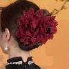 High-End Black Mesh Flower Hairpin: Elegant Shark Ponytail Clip for Back of Head