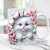 3D Kitten Cat Hole In Wall Ceramic Coffee Mug Tea Mug Gift Mug