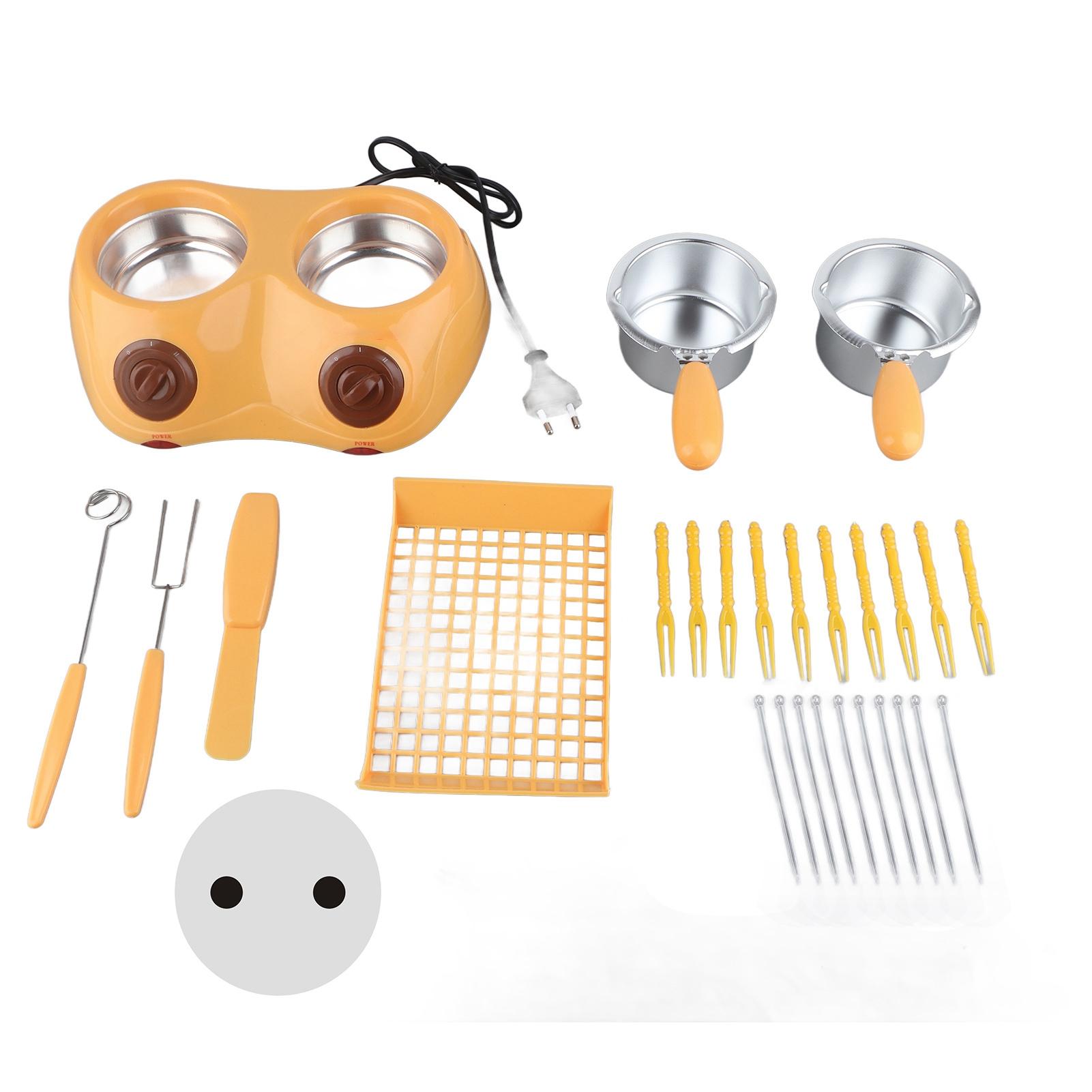 

Шоколадный горшок для плавления Электрический шоколадный фондюшница Машина для плавления с двумя горшками Кухонный инструмент США L жёлтый