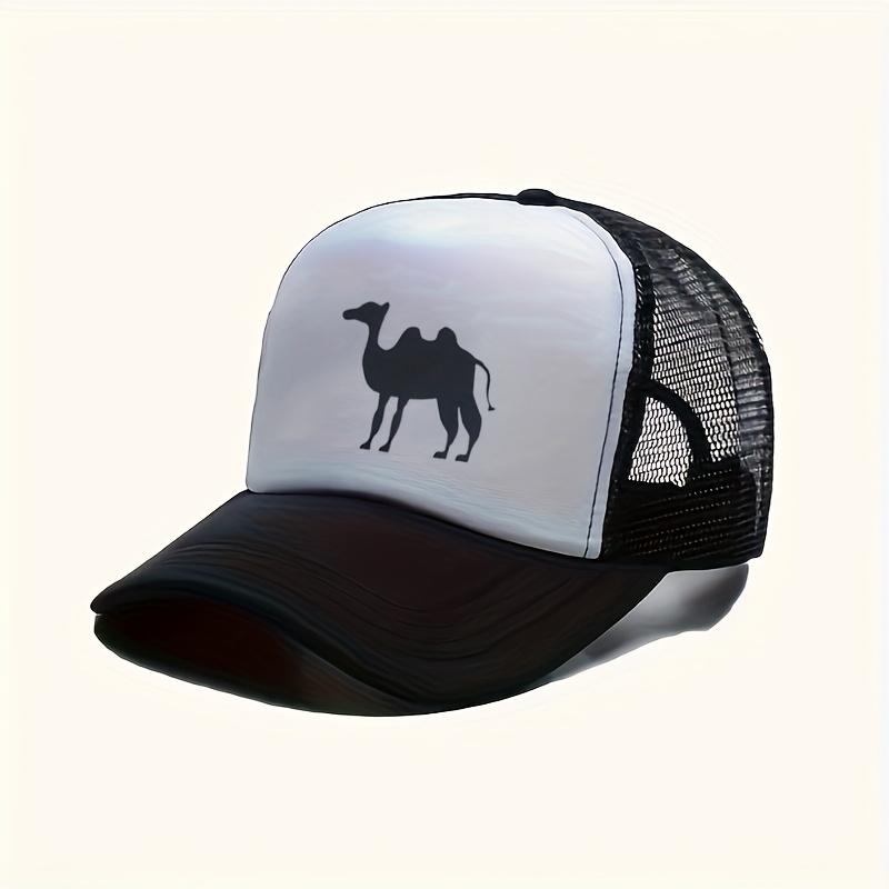 Camel Silhouette Trucker Hat Unisex Polyester Mesh Baseball Cap Casual Outdoor Adjustable