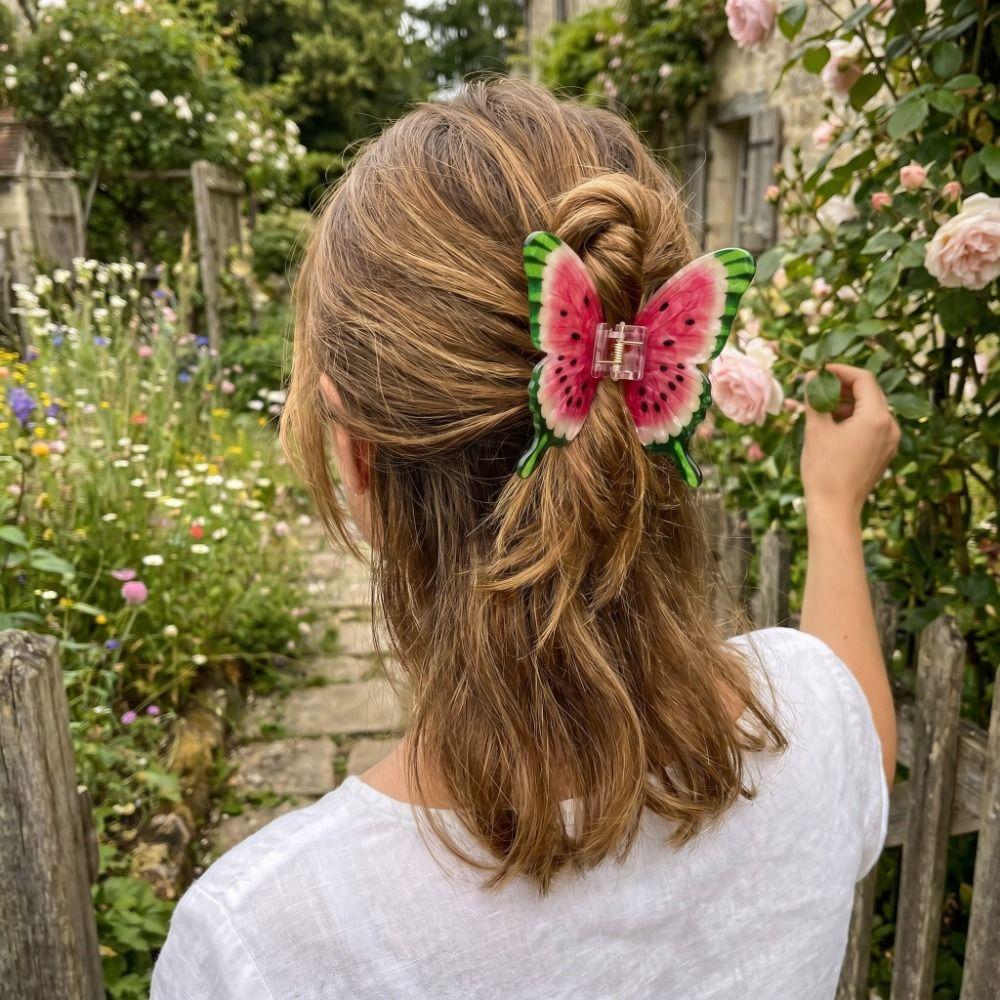 Animals Butterfly Hair Claw Cartoon Plastic Shark Clip Watermelon-Patterned Hair Clip Summer