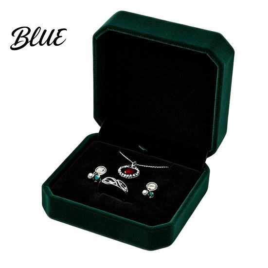 Velvet Jewelry Box High-end Storage Green Flip Suede Box Dark Cover Hard Case Scratch-Proof Shock-Proof Organizer for Travel Magnetic