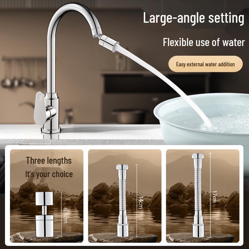 Universal Anti-Splash Kitchen Faucet Extender with Rotating Shower Head