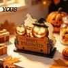 Rustic Party Centerpiece Halloween Wooden Napkin Holder, Ghost Pumpkin Decorative Tabletop Tissue Dispenser, Restaurant Table Decor Paper Storage