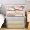 Qingye Mu Large Plastic Storage Box, 56L Transparent Clothes Organizer with Wheels, 1 Piece