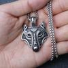 Nordic Style Personality Retro Celtic Wolf Head Pendant Street Trend Hip Hop Viking Titanium Steel Necklace Jewelry