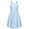 Girl's Fashion Buckle Sleeveless Pocket Casual Striped Printed Dresses