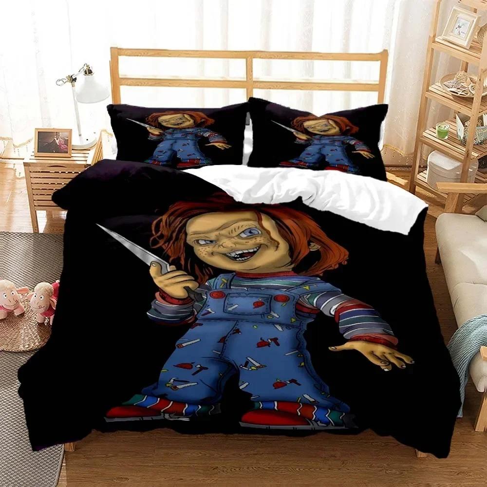 Comforter Halloween Horror Movie Clown Bedding Set 3D Printed Suitable For Bedroom Kids Home Textile