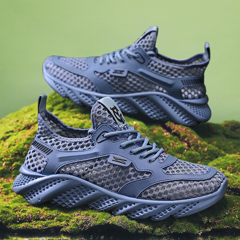 

Летняя мужская обувь из тонкой крупной сетки с воздухопроницаемым кондиционером, модная мужская спортивная обувь с возможностью отслеживания, быстросохнущие болотные ботинки 39