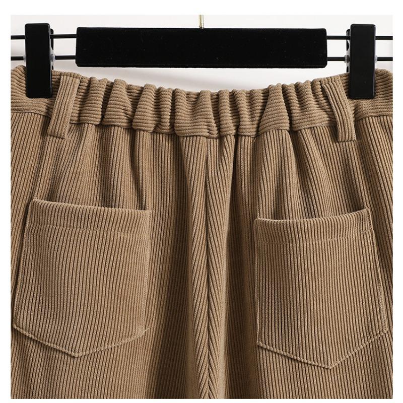 Dimanaf 2025 Autumn Plus Size Corduroy Trousers New Women Clothing Fashion Loose Pleated Vintage Pants