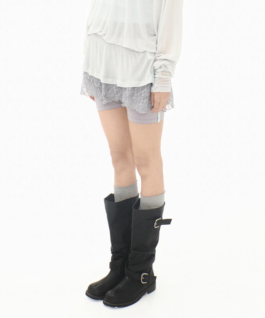 Mileko Lace Layer Wrap Skort Stone Gray