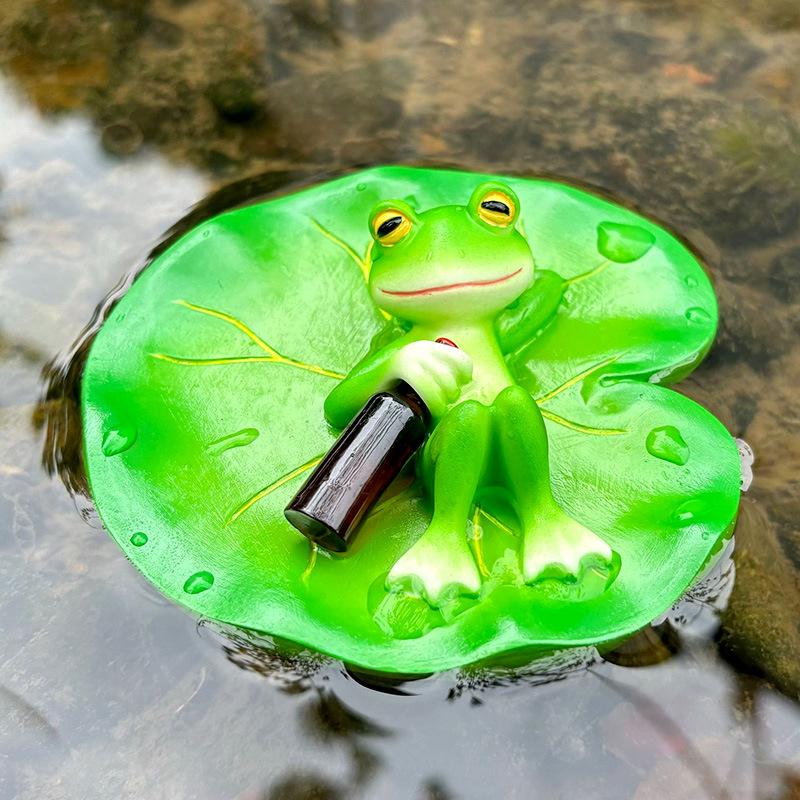 Resin Water Lily Leaf Ornaments with Frogs - Courtyard Decor, Custom Small Batch Orders