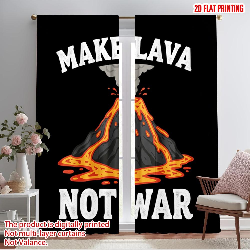 

2 шт. 2D плоская печать Шторы для окон Делайте лаву, а не войну Сердце вулкана Полиэстер Без электричества Украшения для вечеринок Использовать для 52.50×116.00 CM 2pcs