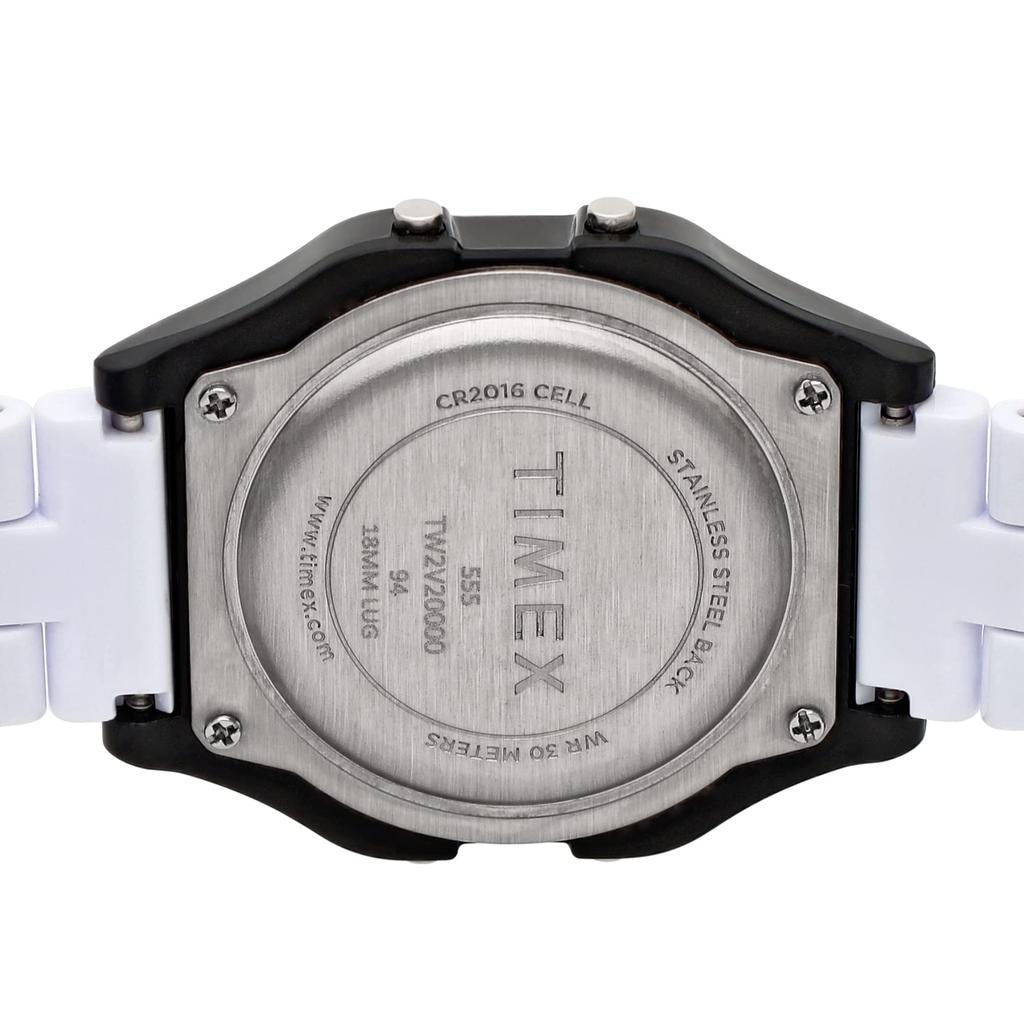 TIMEX Classic Digital Tile Collection Unisex Watch TW2V20000-1 Black Dial Quartz White
