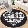 1pc Gamer Console Office Round Area Rug, Under Office Chairs Bedroom Living Room Home Decor, Room Deco