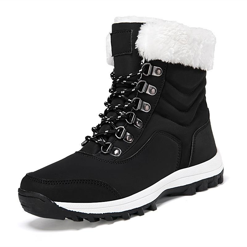 New platform snow boots outdoor casual shoes piled thickened snow boots cotton boots 35 чёрный