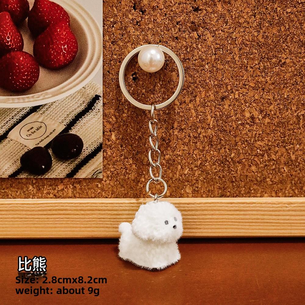 Portachiavi in Resina Peluche Cucciolo Cartone Animato, Ciondolo Decorativo Carino per Borsa Studente, Portachiavi Cuore da Ragazza