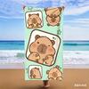 Kawaii Capybara Cartoon Print Beach Towel Large Soft Absorbent Shower Towel Brown Animal Sunbathe Blanket Picnic Mat Yoga Rug
