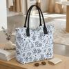  Winter Cute Pattern Tote Bag Fashionable Lightweight Portable Daily Use Casual Canvas Handbag