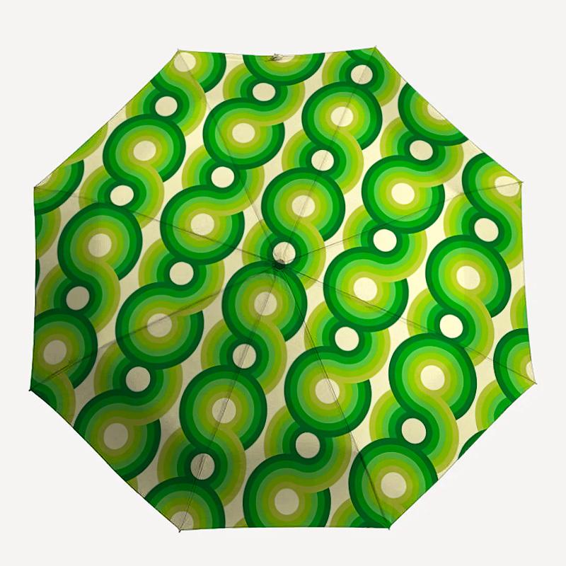 1pc Green Circles PatternAutomatic Open/close Folding Umbrella, Compact Portable Travel Umbrella, Perfect Birthday/Holiday, Cute Umbrella y022