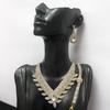 Popular Water Drop Necklace Set Rhinestones Full Of Diamonds Simple Fashion Wedding Dress Banquet Dress Accessories