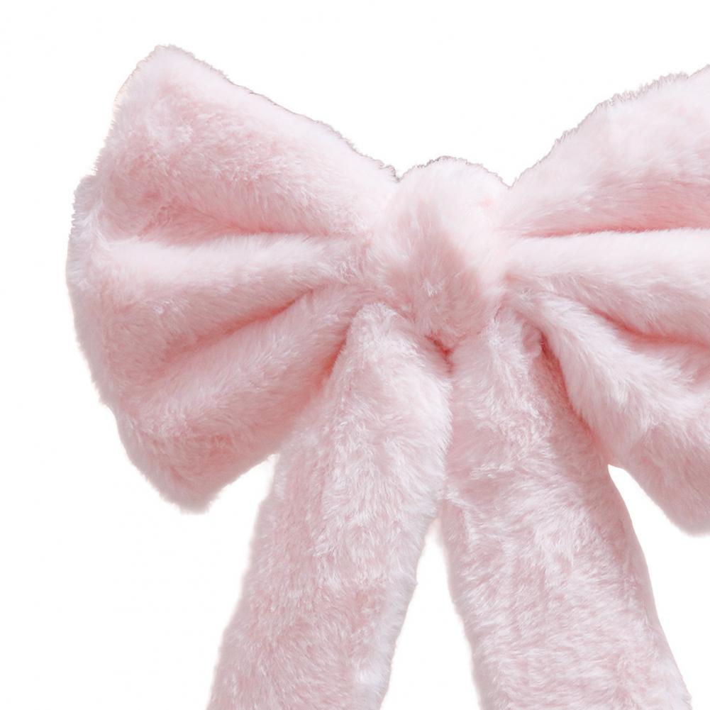 Valentine's Day Pink Plush Big Bow Atmosphere Decoration Pink Cute Creative Decorative Plush Bow Fluffy Edge Bows Ornament